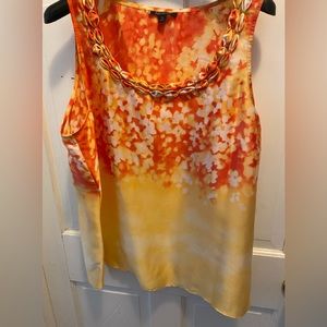 Gorgeous sleeveless tangerine and lemon blouse. NWT